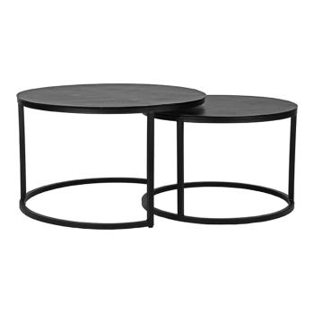 Măsuțe de cafea negre 2 buc. rotunde din metal ø 75 cm Grand – LABEL51