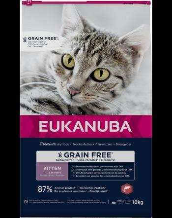 EUKANUBA Grain Free Kitten 10 kg Sac hrana uscata pisoi, cu somon