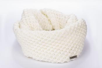 Fular de iarna tricotat (tunel) - alb - Mărimea uni