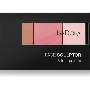 IsaDora Face Sculptor 3-in-1 Palette paleta bronzare si stralucire culoare 62 Cool Pink 12 g