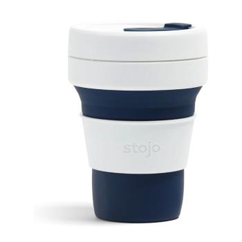 Cană pliabilă Stojo Pocket Cup, 355 ml, albastru închis - alb