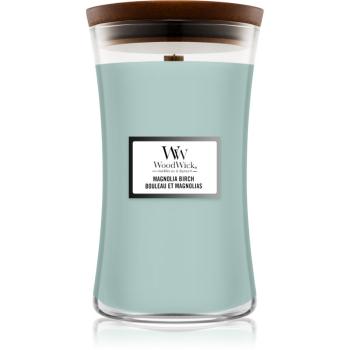 Woodwick Magnolia Birch lumânare parfumată cu fitil din lemn 610 g