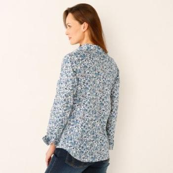 Bluza tip camasa cu imprimeu - albă/gri-albăstrui - Mărimea 44