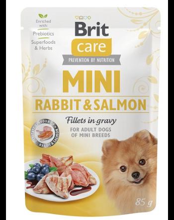 BRIT CARE Mini Adult Pouch Rabbit&amp;Salmon 24x85g Hrana umeda caini talie mica, cu iepure si somon