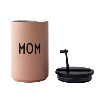 Cană termos Design Letters Mom, 350 ml, roz