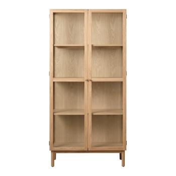 Vitrină în culoare naturală din lemn masiv de stejar 190x90 cm Elba – Unique Furniture