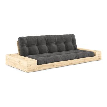 Canapea negru-gri antracit extensibilă cu tapițerie din catifea reiată  244 cm Base – Karup Design