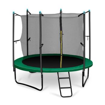 KLARFIT Rocketstart 250, 250 cm trambulină, plasă internă de securitate, scară largă, verde