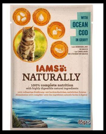 IAMS Naturally Adult Cat with Ocean Cod in Gravy hrana umeda pisici adulte, cu peste 85 g