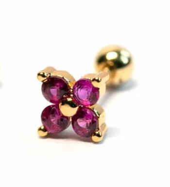 Troli Cercel piercing delicat placat cu aur cu cristale fucsia