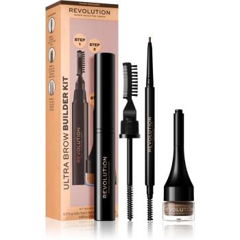 Makeup Revolution Ultra Brow Builder set pentru sprâncene culoare Dark Brown