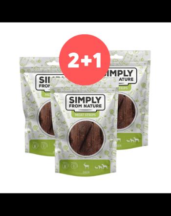 SIMPLY FROM NATURE Meat Strips gustare pentru caini 2 x 80g + 80g GRATIS caprioara