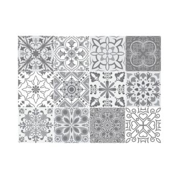 Set 12 autocolante de perete Ambiance Tiles Grey and White Torino, 15 x 15 cm