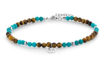 Rebel&Rose Brățară jucăușă cu mărgele pentru picior Anklet Mix Tiger Turquoise RR-AK004-S 19,5 - 21,5 cm - XS