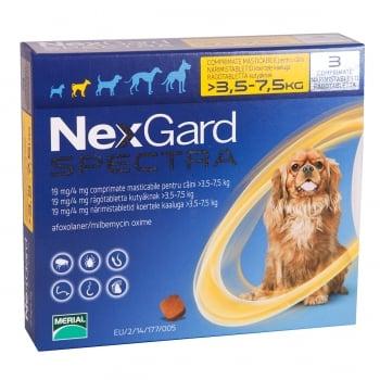 NEXGARD Spectra, comprimate masticabile antiparazitare, câini 3.5-7kg, 3 comprimate
