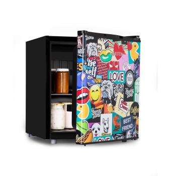 Klarstein Cool Vibe 48+, frigider, A+, 48 litri, VividArt Concept, stil stickerbomb