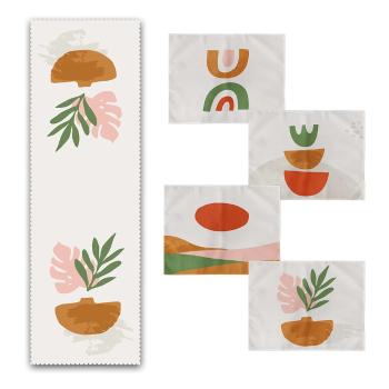 Set 4 suporturi textile pentru farfurii și napron Minimalist Home World