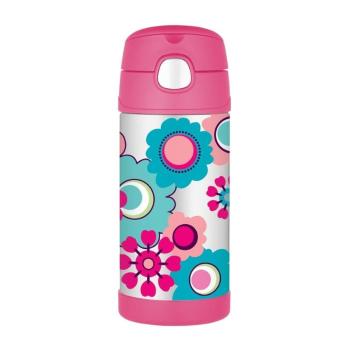 Thermos FUNtainer Termos pentru copii cu paie - flori 355 ml