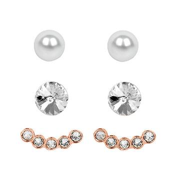 Levien Cercei Set Ear Cuff 4 in 1 Rose Gold Crystal White
