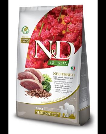 FARMINA N&amp;D Quinoa Dog Neutered Adult Madium&amp;Maxi hrana uscata caini adulti, dupa sterilizare 12 kg + hrana uscata 5x100g GRATIS