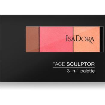 IsaDora Face Sculptor 3-in-1 Palette paleta bronzare si stralucire culoare 64 Intense Peach 12 g