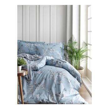 Lenjerie cu cearșaf din bumbac ranforce pentru pat dublu Chicory Blue, 200 x 220 cm