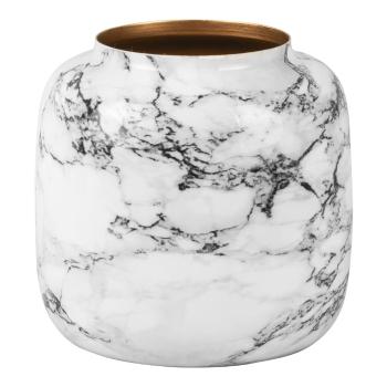 Vază din fier PT LIVING Marble, înălțime 19,5 cm, alb-negru