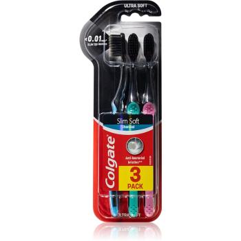 Colgate Slim Soft Active Periuțe de dinți moi cu cărbune activ 3 buc