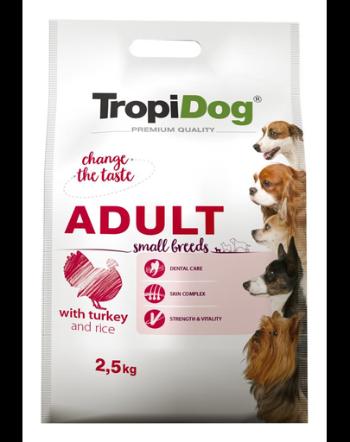 TROPIDOG Premium Adult S curcan și orez 2,5 kg hrana uscata pentru caini de rasa mica