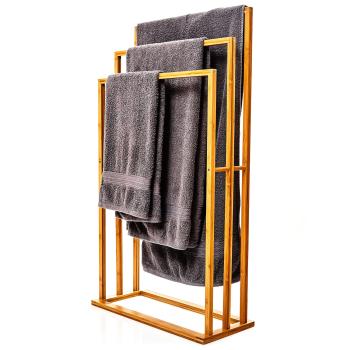 Blumfeldt Suport pentru prosoape, 3 tije pentru prosoape din metal, 55 x 100 x 24 cm, design scări, bambus