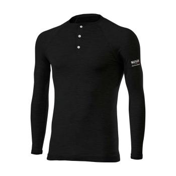 
                 SIX2 Tricou de ciclism cu mânecă lungă - SERAFINO MERINOS - negru  
            