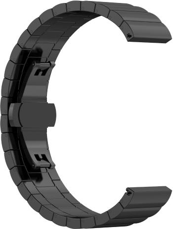 4wrist Curea din oțel cu închidere fluture 22 mm - Black