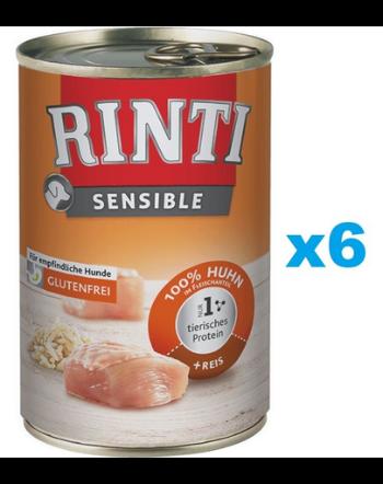 RINTI Sensible pui si orez 6x400 g hrana caini cu sensibilitati