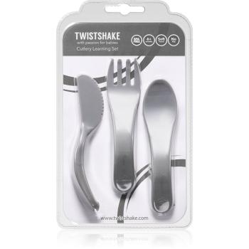 Twistshake Learn Cutlery tacâmuri pentru copii 6+m Pastel Grey 3 buc