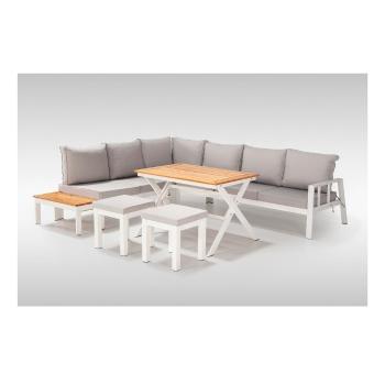 Set mobilier de grădină alb/gri din metal pentru 6 persoane Asya – Floriane Garden