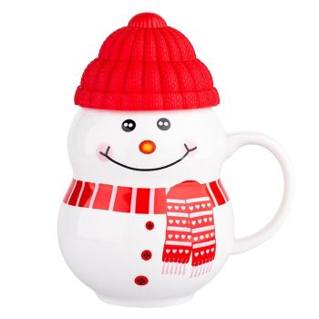 Cană de Crăciun cu capac din silicon Altom  Snowman, 350 ml