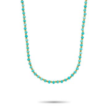 Rebel&Rose Colier cu mărgele Mix Turquoise Gold RR-NL047-G-40