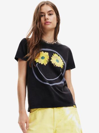 Desigual Margarita Smiley Tricou Negru