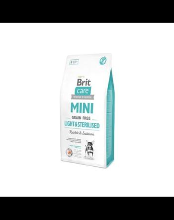 BRIT Care Grain Free Mini Light&amp;Sterilised hrana uscata caini adulti talie mica cu tendinta de ingrasare, somon si iepure 2 kg
