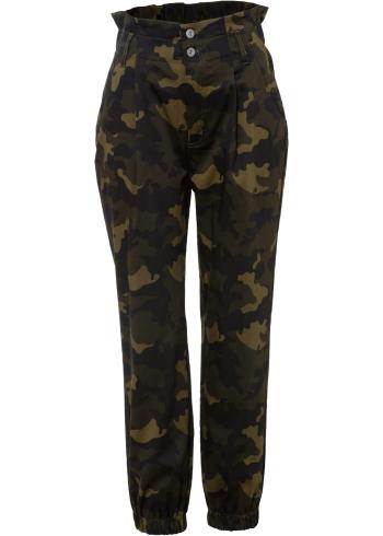 Pantaloni "paper-bag", print camuflaj