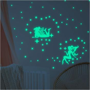 Set autocolante fosforescente de perete Ambiance Glow In The Dark Big Fairies