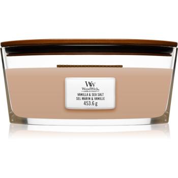 Woodwick Vanilla & Sea Salt lumânare parfumată  cu fitil din lemn (hearthwick) 453.6 g