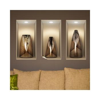 Set 3 autocolante cu efect 3D Ambiance Wooden Vases