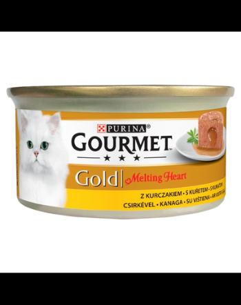 GOURMET Gold Melting Heart hrana umeda pentru pisici adulte, cu pui 24x85g