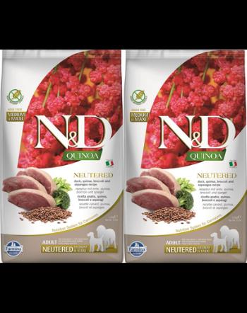 FARMINA N&amp;D Quinoa Dog Neutered Adult Madium &amp; Maxi duck, broccoli hrana caini talie medie 2 x 2,5 kg