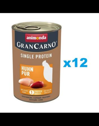 ANIMONDA Gran Carno Single Protein Adult Chicken Pur 12x400 g Set conserve hrana caine, cu pui