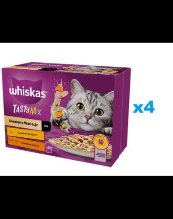 WHISKAS Adult plic hrana pisica 48x85g hrana umeda Creamy Variations in sos cu: pui si legume, miel si curcan