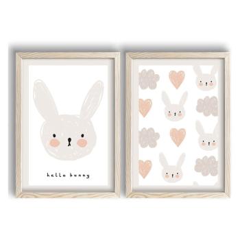 Tablouri pentru copii 2 buc. 38x53 cm Hello Bunny - Wallity