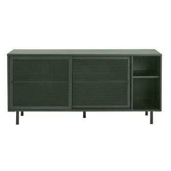 Comodă verde-închis joasă din metal cu ușă glisantă 160x75 cm Veep – Unique Furniture