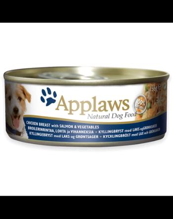 APPLAWS Dog Tin hrana umeda pentru caini, cu pui, somon si legume 6 x 156 g